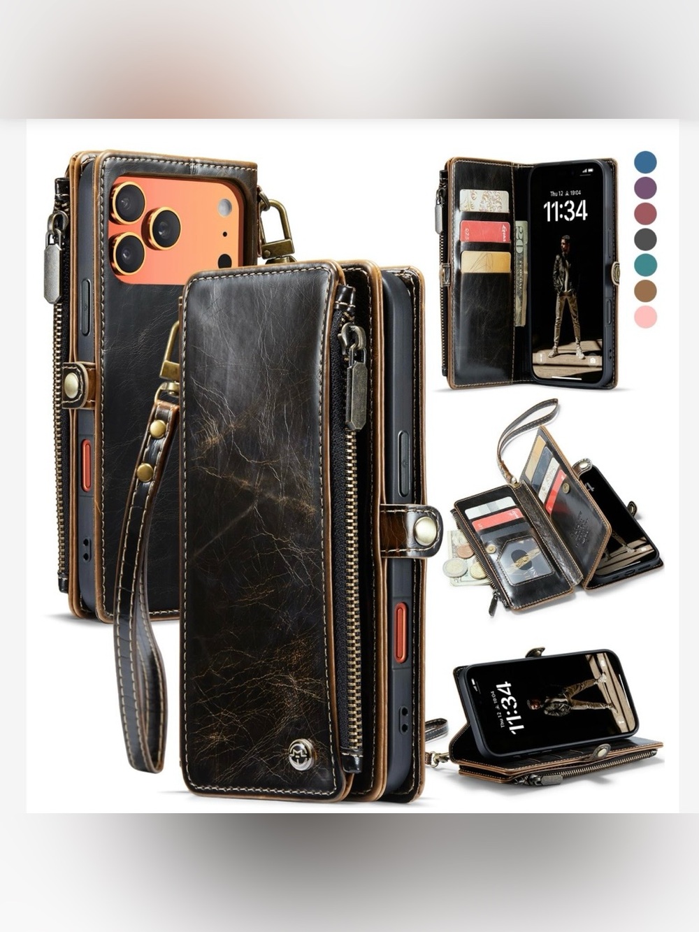 Wallet Case for iPhone 17 Pro Max 6.9Pu Leather -  Coffee